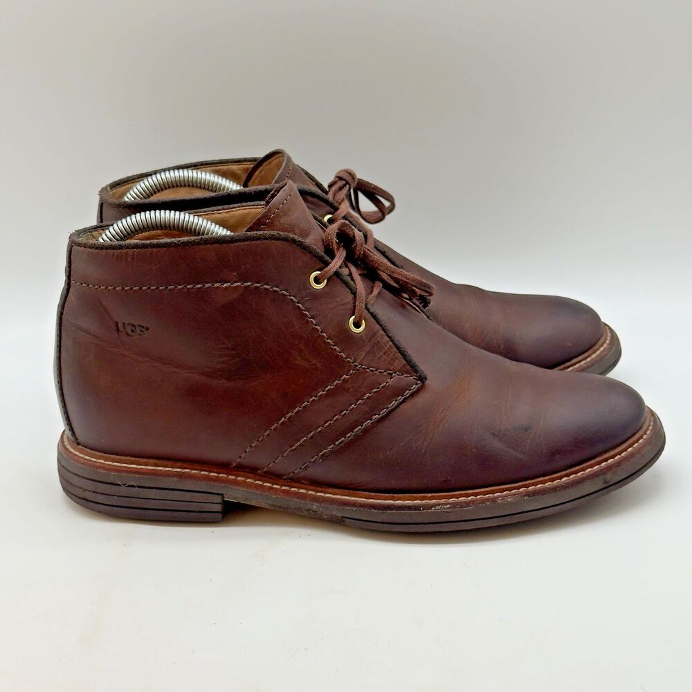 UGG Dagmann Chukka Boot Men's 7 Grizzly Brown Leather Lace Up Ankle Shoe 1018684
